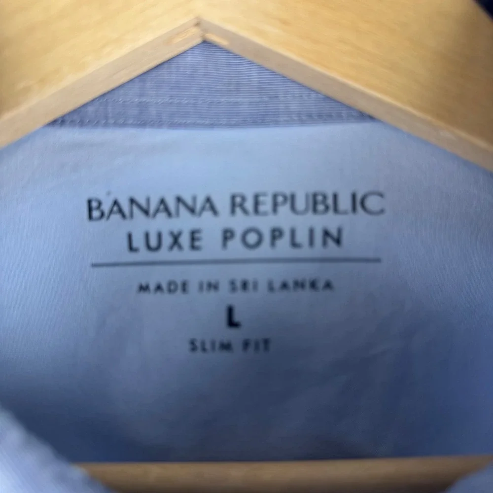 Banana Republic Luxe Poplin Shirt Mens L Slim Fit Palm Tree Print Button Down